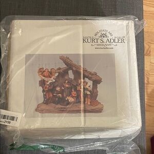 Kurt Adler Nativity Scene with Angels - Brown and White